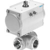 3-Way ball valve Series: VZBM Brass/PTFE L-bore Pneumatic operated Double acting PN25 Internal thread (BSPP) 1/4" (8)